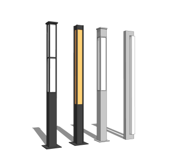 新中式创意景观灯组合su模型，景观灯草图大师模型下载