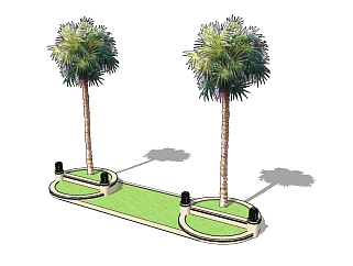 现代<em>圆形</em>树池su模型下载，景观树<em>池</em>草图大师模型