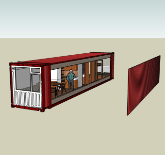 现代集装箱su模型，集装箱草图大师模型下载