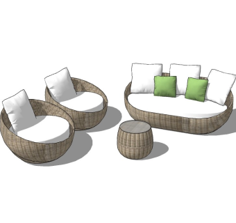 现代北欧沙发组合草图大师模型，沙发su模型下载