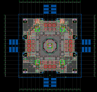 灵光宝殿CAD施工图，寺庙CAD建筑图纸下载