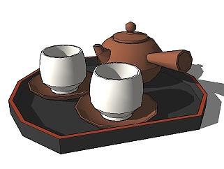 <em>中式茶具</em>草图大师模型，茶具sketchup模型