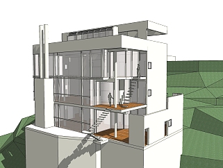 理查德·迈耶设计道格拉斯住宅草图大师模型下载、道格拉斯住宅su模型