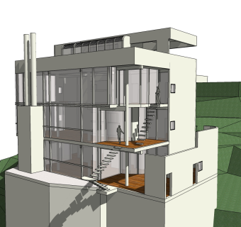 理查德·迈耶设计道格拉斯住宅草图大师模型下载、道格拉斯住宅su模型