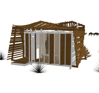 现代小木屋草图大师模型，小木屋sketchup模型免费下载