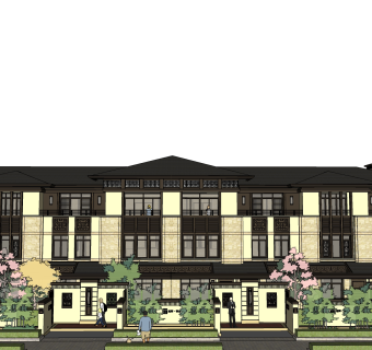 欧式别墅外观草图大师模型，SU模型免费下载