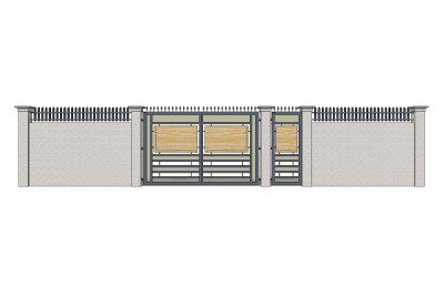 欧式院门院墙草图大师模型，院门院墙sketchup模型免费下载