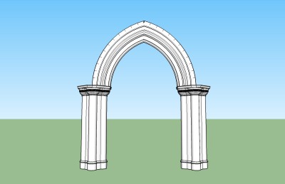 哥特式拱门柱草图大师模型，柱子sketchup模型下载