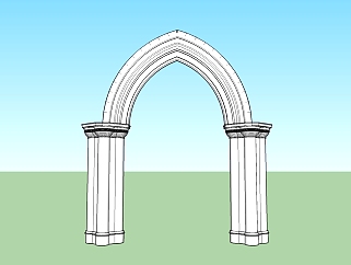 哥特式拱门柱草图大师模型，柱子sketchup模型下载