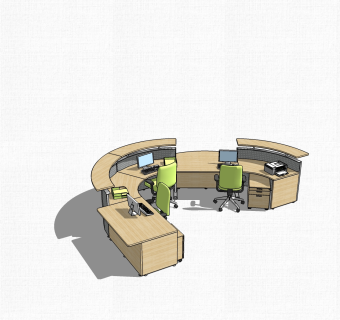 现代简约接待台su模型，接待台sketchup模型下载·