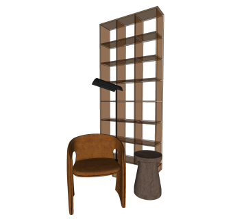 单人沙发落地灯边几柜子sketchup模型下载