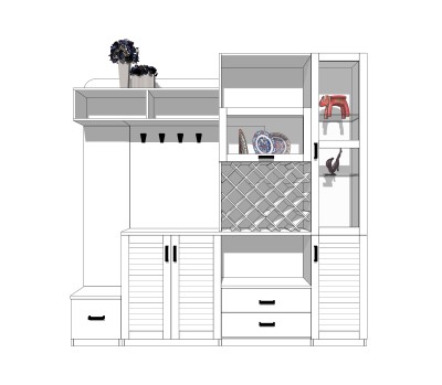 现代酒柜su模型，酒柜草图大师模型下载