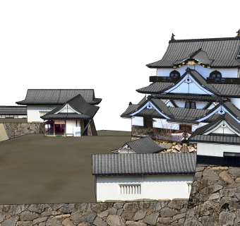 日式古建筑彦根城草图大师模型下载、古建筑彦根城su模型下载