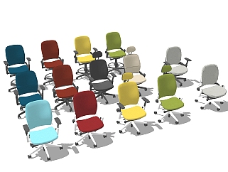 现代简约办公椅组合草图大师模型，办公椅sketchup模型下载