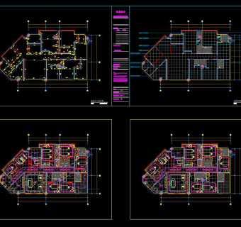 美容院CAD施工图，CAD全套工程图纸下载