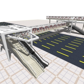 现代过街天桥草图大师模型，过街天桥sketchup模型免费下载