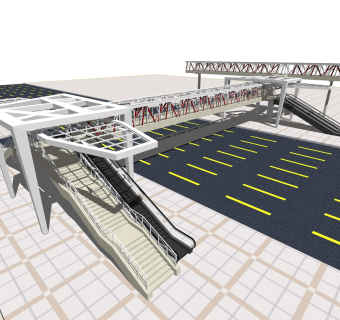 现代过街天桥草图大师模型，过街天桥sketchup模型免费下载