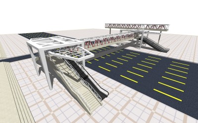 现代过街天桥草图大师模型，过街天桥sketchup模型免费下载