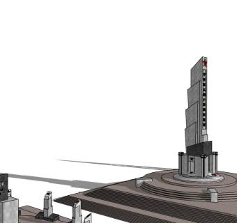 烈士英雄纪念碑SU模型下载，纪念碑skb模型分享