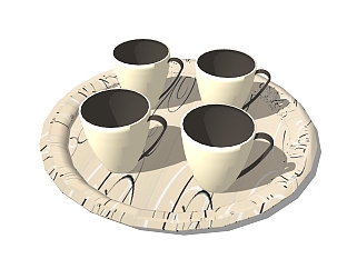 <em>现代美式</em>咖啡杯草图大师模型，咖啡杯sketchup模型下载