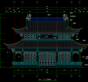 三江阁建筑施工图，建筑CAD图纸下载