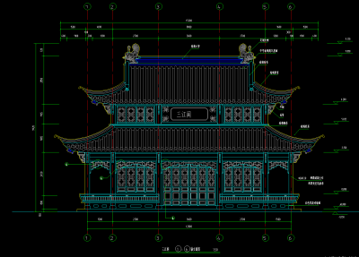 三江阁建筑施工图，建筑CAD图纸下载