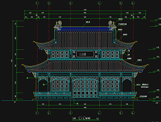 三江阁建筑施工图，建筑CAD图纸下载