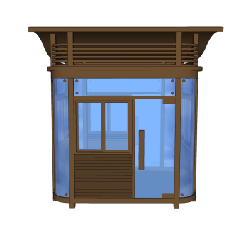 现代岗亭SU模型，岗亭SKB文件下载