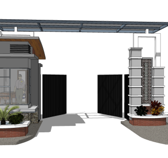 现代岗亭SU模型，岗亭SKB文件下载