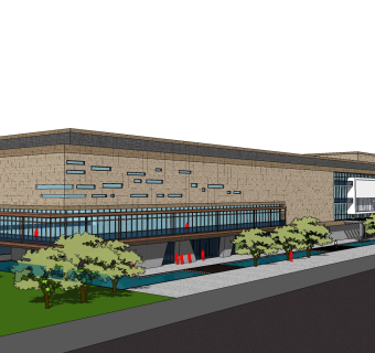 现代办公楼草图大师模型，办公楼sketchup模型免费下载