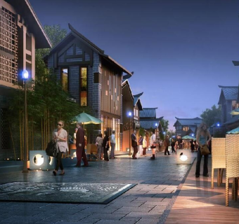 中式商业街草图大师模型设计方案， 仿太古里古建民俗su模型分享