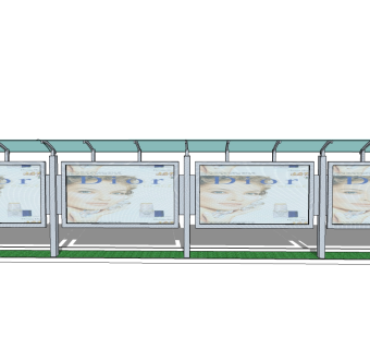 现代公交候车亭草图大师模型，公交候车亭sketchup模型下载