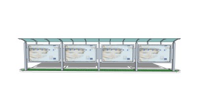 现代公交候车亭草图大师模型，公交候车亭sketchup模型下载