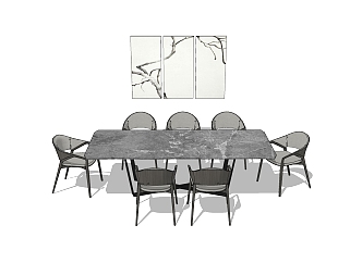 北欧桌椅组合草图大师模型，桌椅组合sketchup模型下载