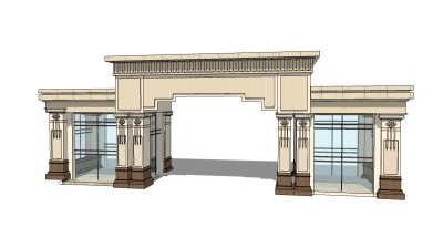 欧式入口大门草图大师模型下载，入口大门sketchup模型