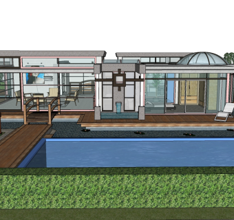 现代风格别墅su模型，别墅sketchup模型下载