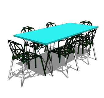 现代餐桌椅su模型，户外椅子草图大师模型下载