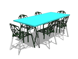 现代餐桌椅su模型，<em>户外椅子</em>草图大师模型下载