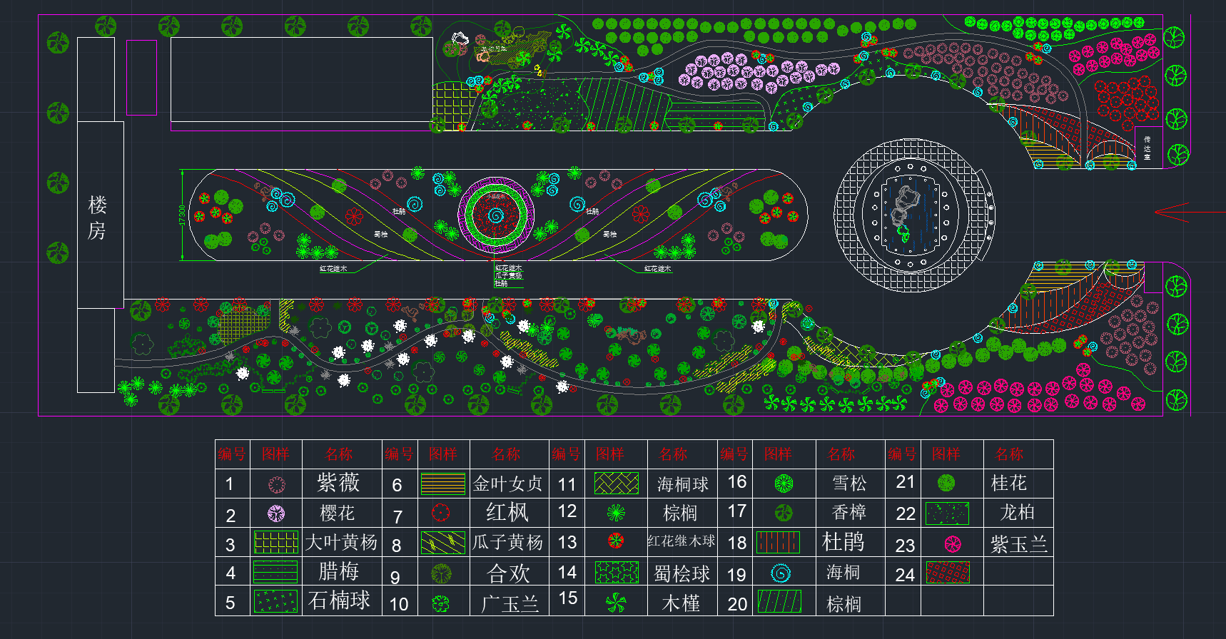 各式园林道路绿化景观cad施工图纸,园林绿化设计施工图纸下载