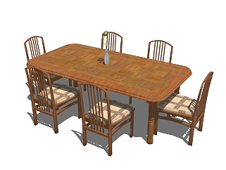 <em>新中式桌椅组合</em>草图大师模型，桌椅组合skp模型下载