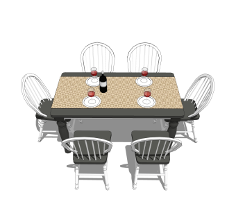 欧式餐桌椅草图大师模型，餐桌椅skb文件下载