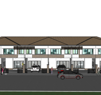 中式别墅外观草图大师模型