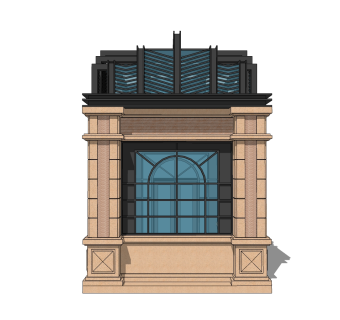 现代岗亭SU模型，岗亭SKB文件下载