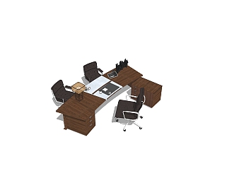 现代老板桌su模型，老板桌sketchup模型下载