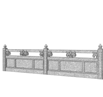 中式石材护栏免费su模型，栏杆草图大师模型下载