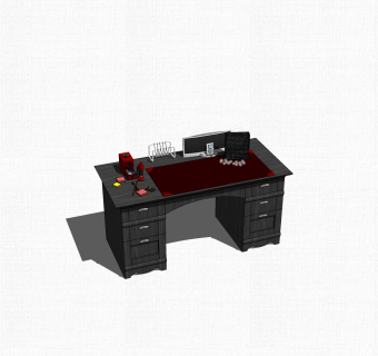 现代老板桌su模型，老板桌sketchup模型下载