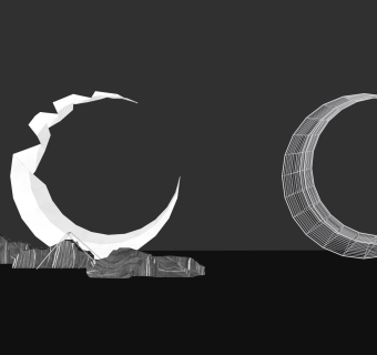 现代月亮雕塑小品su模型下载