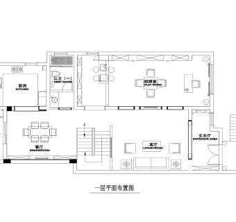 祥细客厅卧室家装户型图三居CAD，免费下载