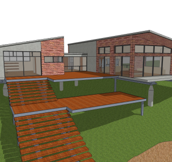 现代滨水别墅skb文件模型，海中别墅草图大师下载
