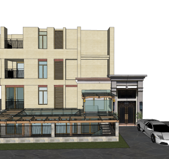 中式别墅草图大师模型，别墅sketchup模型